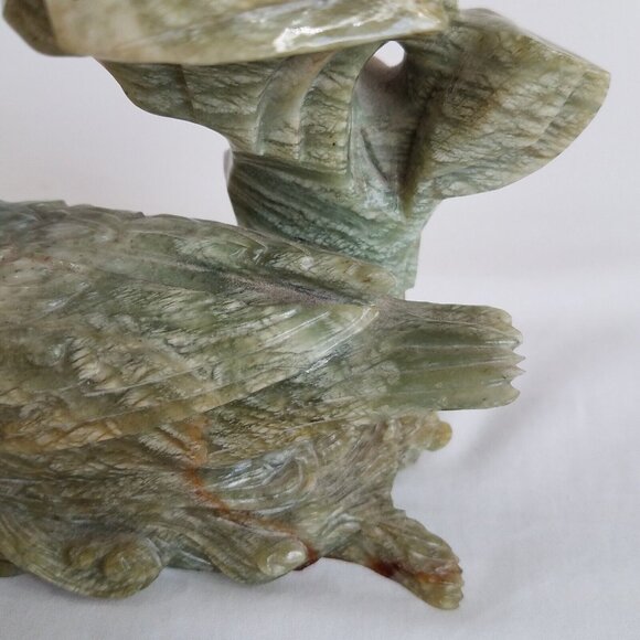 Hand Carved Song Birds 8" Hardstone Green to Golden Brown Audubon Chinese ? - Picture 16 of 16
